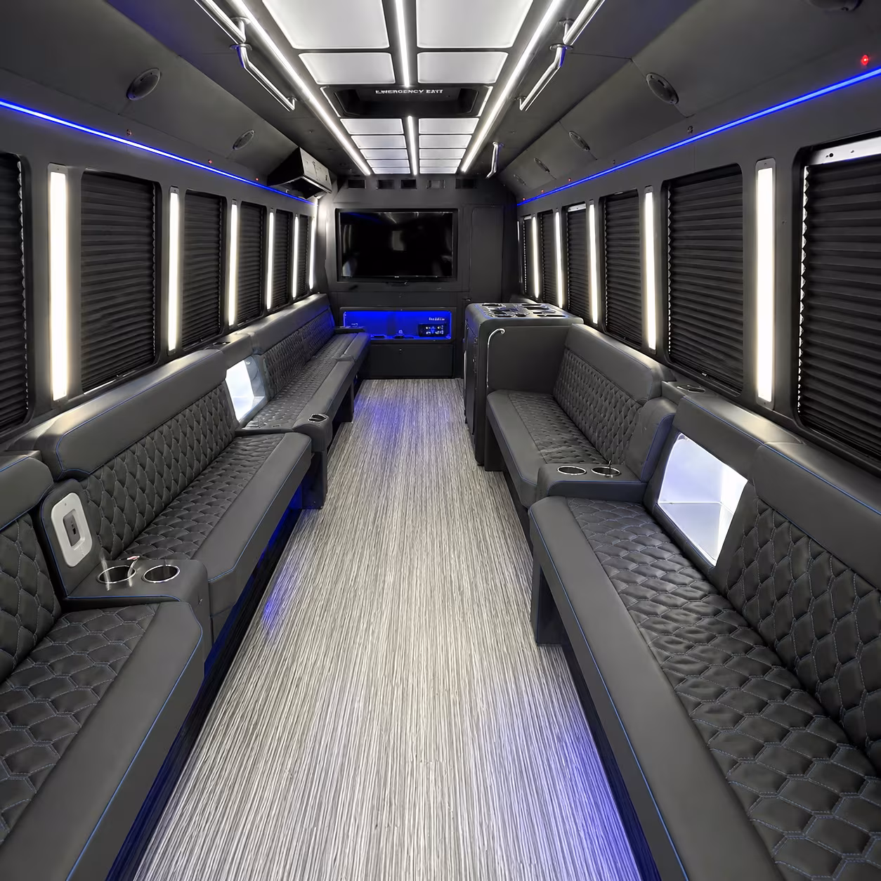 arlington party bus rental interior